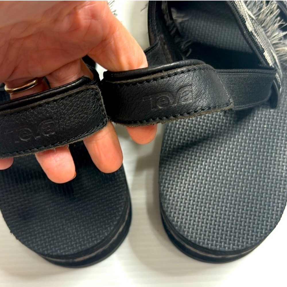 Free People x Teva Ceres Flatform Fringe Stappy Sandal Black boho size 9 - Picture 8 of 10